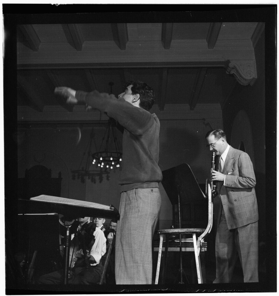 Benny Goodman, Leonard Bernstein, and Max Hollander, Carnegie Hall, New York, N.Y., between 1946 and 1948